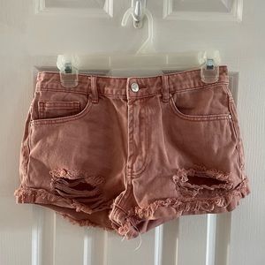 Forever 21 Ripped Peach Jean Shorts